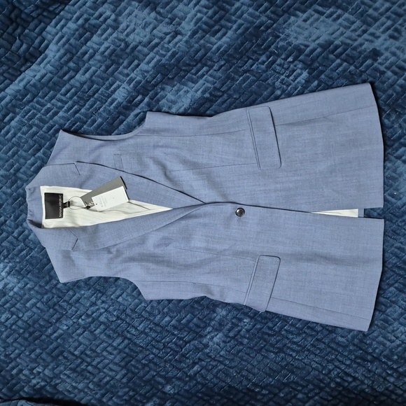 Banana Republic Chambray Lightweight Wool Vest In Spa Blue Size 4, New With Tags - Picture 10 of 16